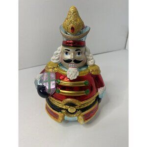 Christopher‎ Radko Jolly Nutcracker Hinged Trinket Candy Jar Box Gallerie 2004